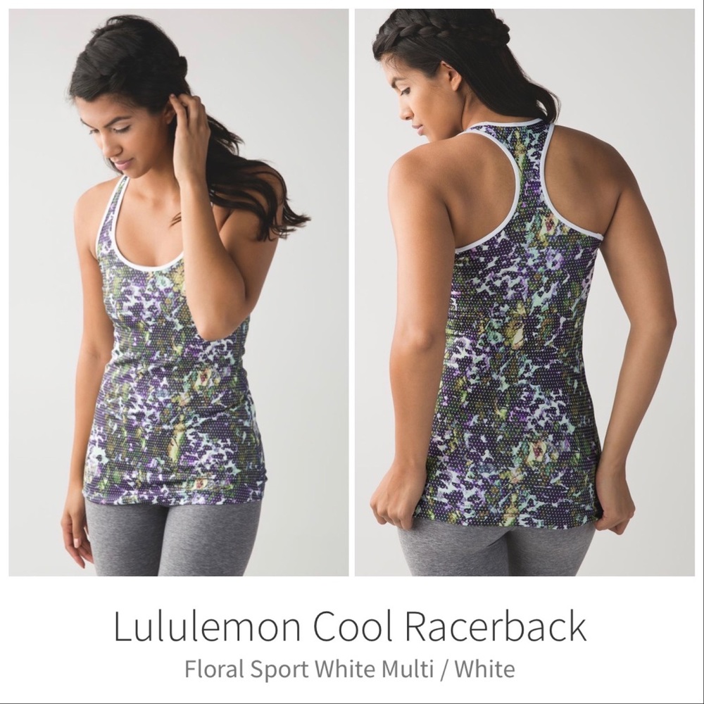 Lululemon cool racerback tank top athletic workout floral sport Sz XS 2 / 4